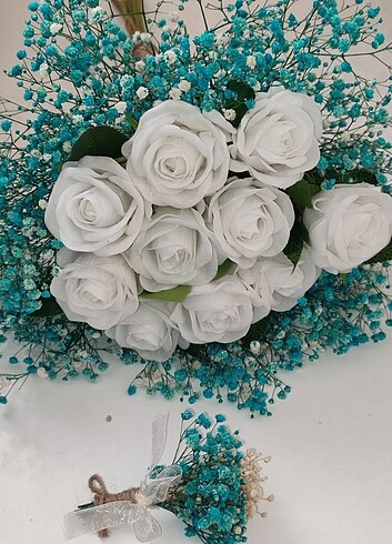 Masalsı Bir Düğün İçin Lüx Gelin Buketi Damat Yaka Çiçeği Hediye - Görsel 8