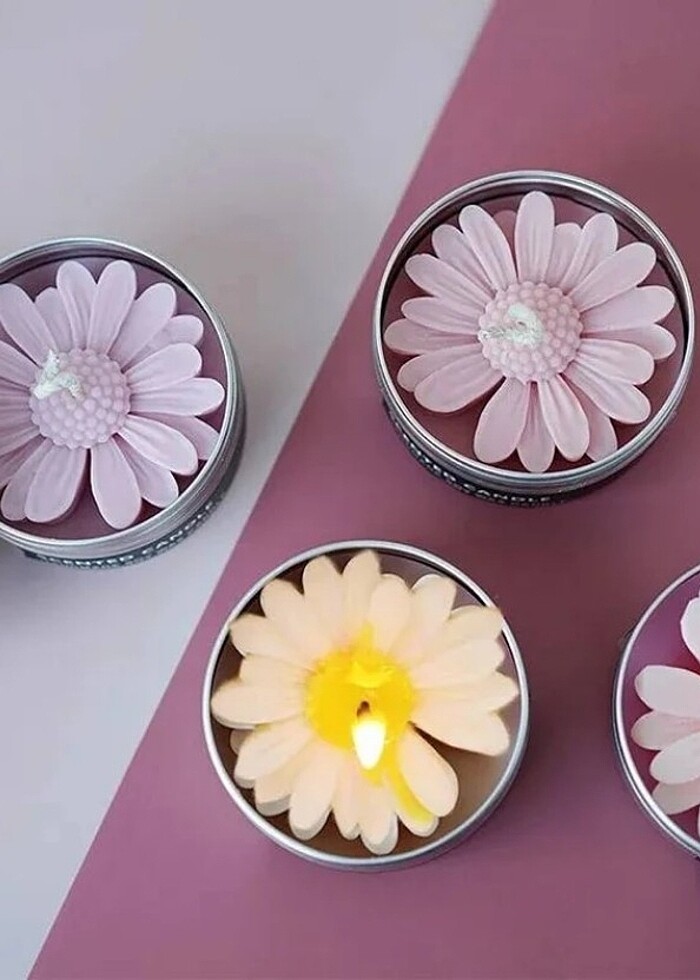 Papatya Silikon Mum Kalıbı - Silikon Kalıp 3 Adet - Görsel 3