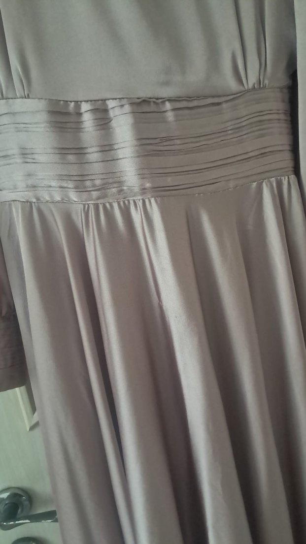 Bej Drapeli Uzun Abiye Elbise - Görsel 4