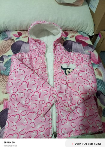 Kız Çocuk Pembe Kapüşonlu Fermuarlı Mont - Görsel 5