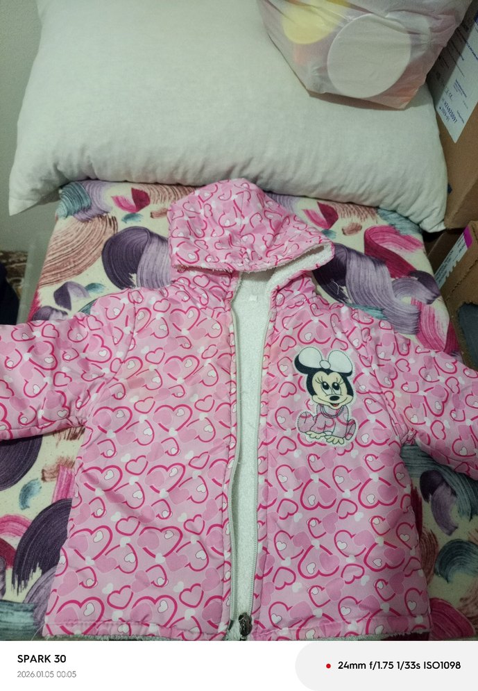 Kız Çocuk Pembe Kapüşonlu Fermuarlı Mont - Görsel 2