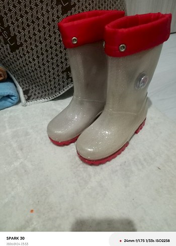 Kırmızı Gri Kız Çocuk Kauçuk Bot - Görsel 2
