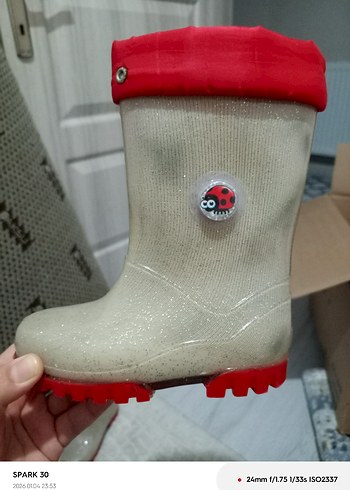 Kırmızı Gri Kız Çocuk Kauçuk Bot - Görsel 6