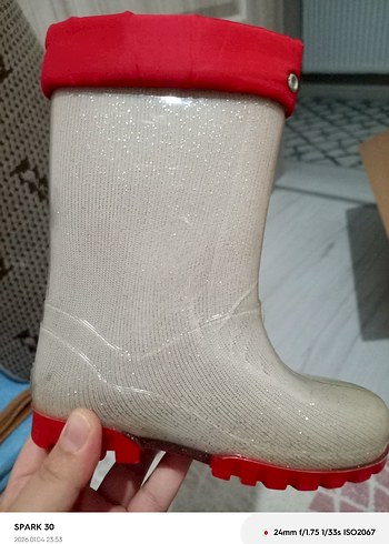 Kırmızı Gri Kız Çocuk Kauçuk Bot - Görsel 4