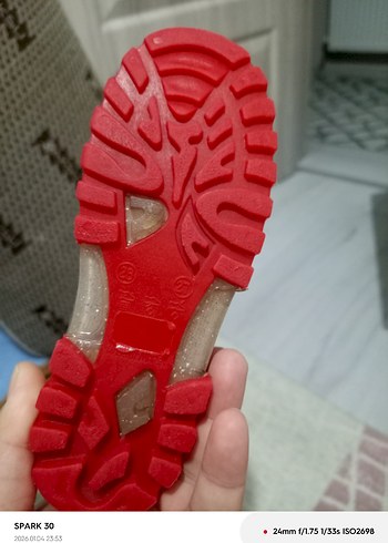 Kırmızı Gri Kız Çocuk Kauçuk Bot - Görsel 3