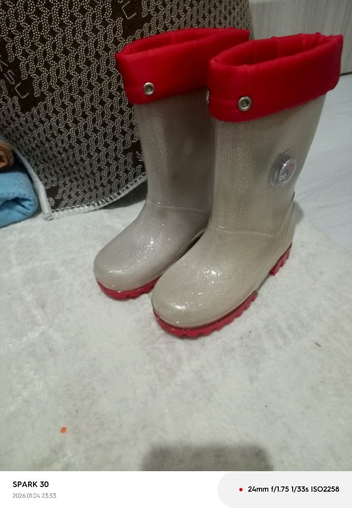 Kırmızı Gri Kız Çocuk Kauçuk Bot - Görsel 2