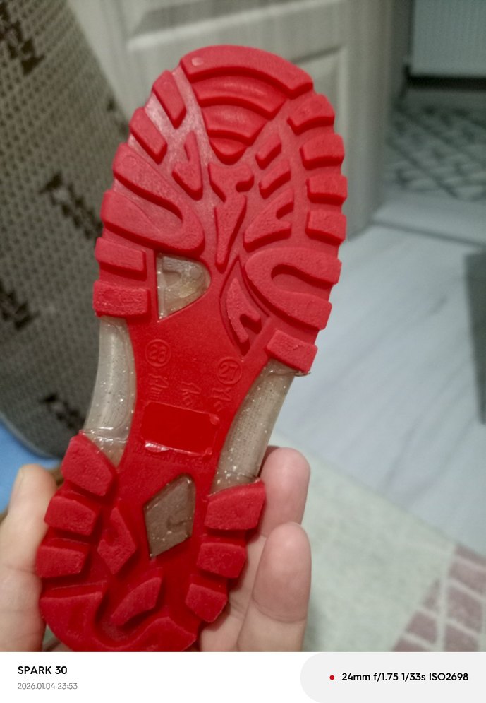 Kırmızı Gri Kız Çocuk Kauçuk Bot - Görsel 3