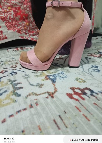 Pembe Platform Topuklu Kadın Abiye Ayakkabı - Görsel 2