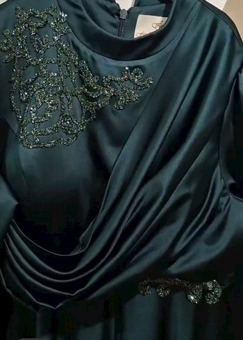 Siyah Uzun Kollu Drapeli Kadın Abiye Elbise - Görsel 2