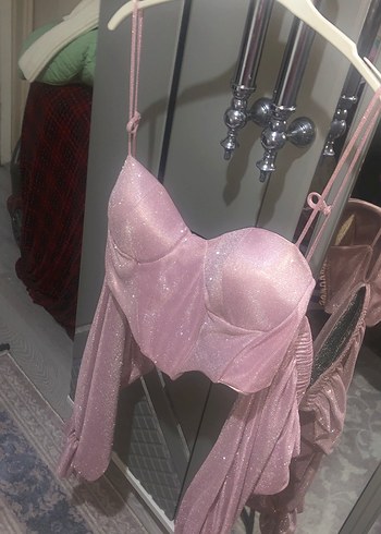 Simli Pembe üst - Görsel 2