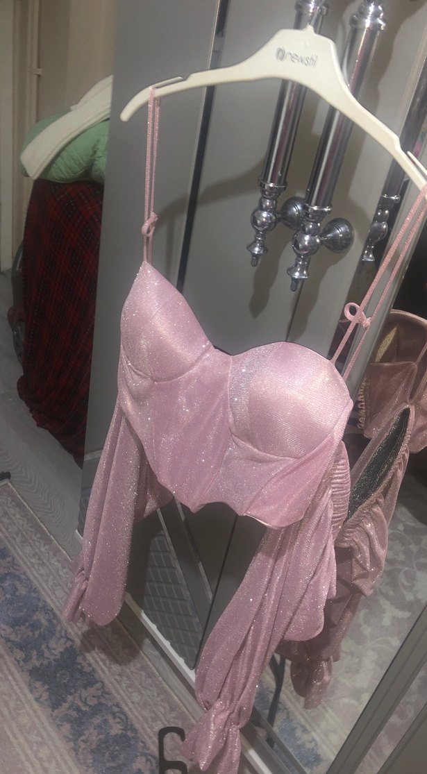 Simli Pembe üst - Görsel 2