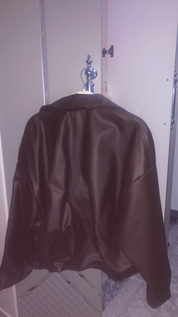 Kadın Acı Kahve Deri Fermuarlı Ceket - Görsel 5