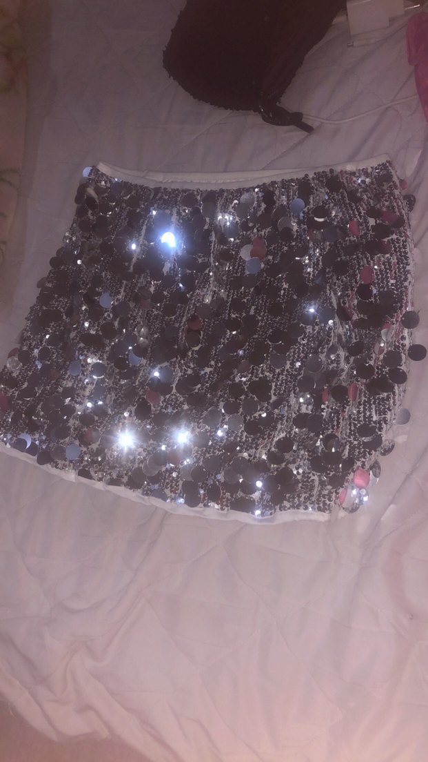 Parlak Payetli Gri Etek - Görsel 2