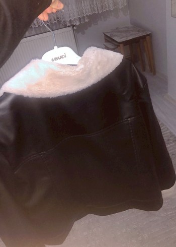 Siyah Deri Kürklü Kadın Ceket - Görsel 2