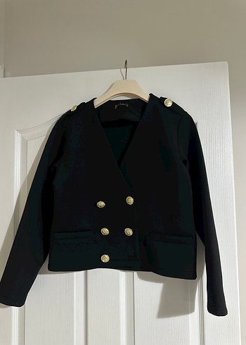 Düğmeli Siyah Kadın Blazer Ceket