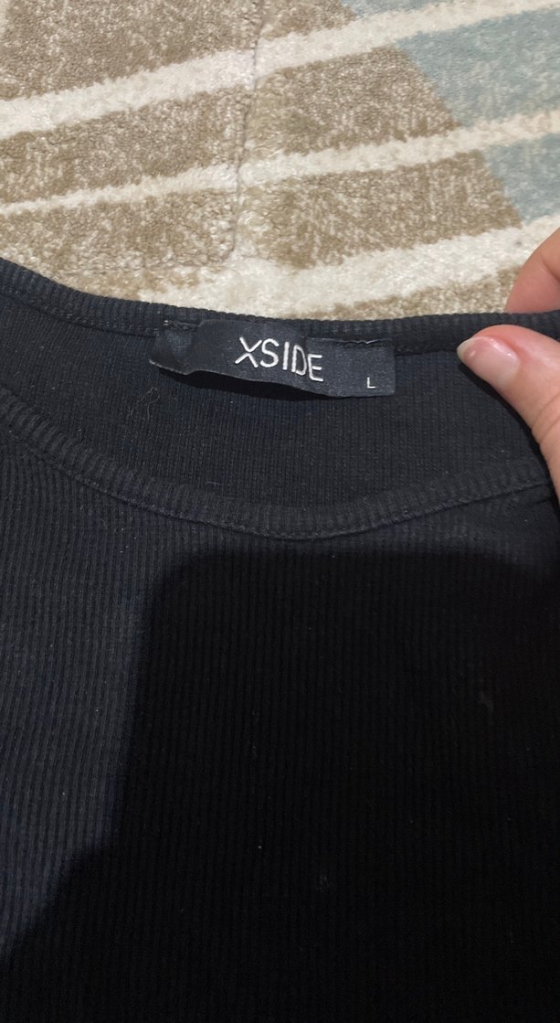 Siyah Kadın Kısa Kollu Crop Top - Görsel 2