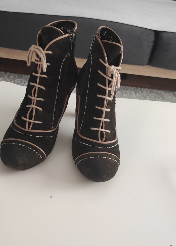 Vintage tarzı topuklu bot çizme - Görsel 3