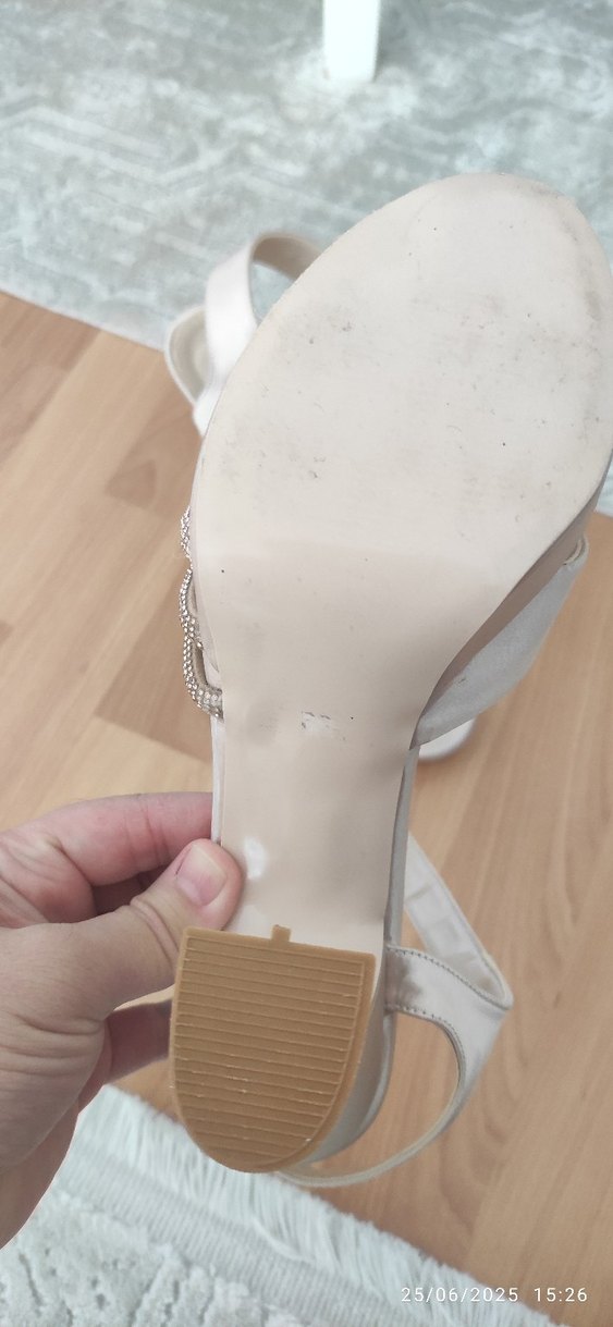 bej saten Platform Topuklu Kadın Abiye Ayakkabı - Görsel 4