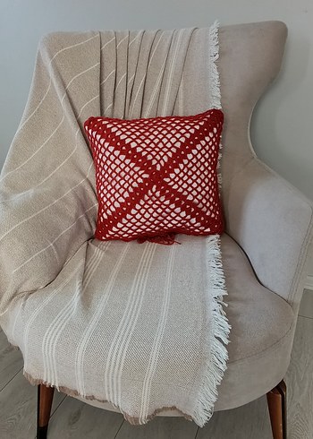 Kiremit Rengi Örgü Dekoratif Kırlent Kılıfı - Görsel 2