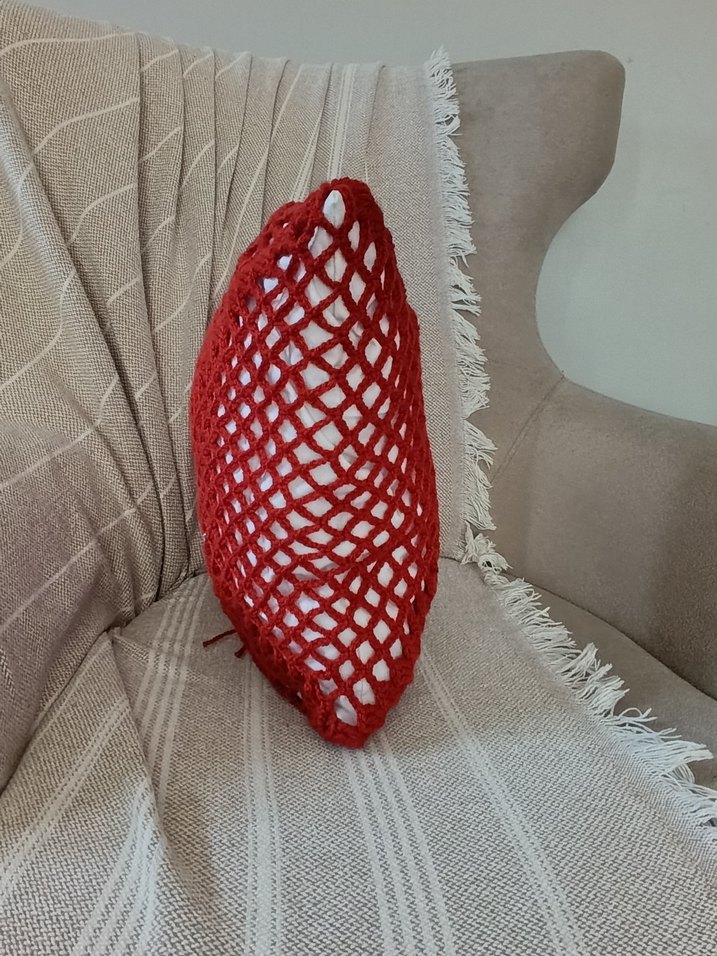 Kiremit Rengi Örgü Dekoratif Kırlent Kılıfı - Görsel 3