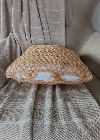 Bej Bohem Örgü Dekoratif Kırlent Kılıfı - Görsel 3