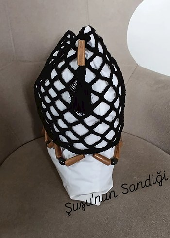 Siyah Tığ İşi Örgü Kırlent Kılıfı - Görsel 4