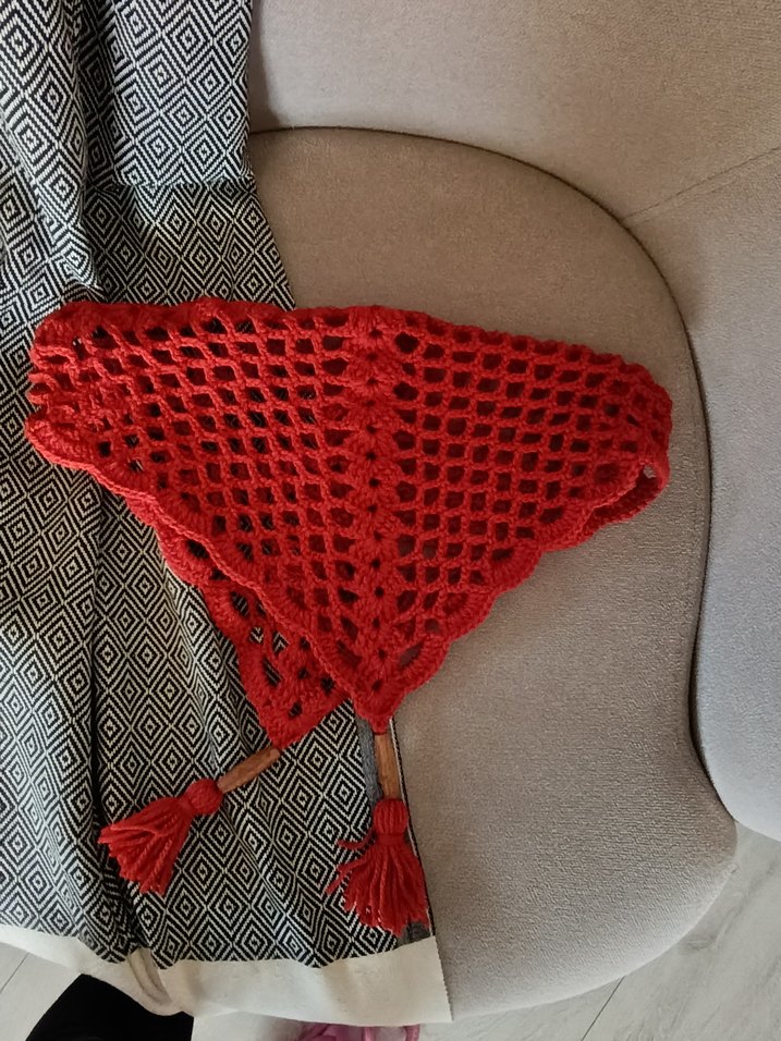 Kiremit Rengi Bohem Tığ İşi Dekoratif kırlent kılıfı - Görsel 4