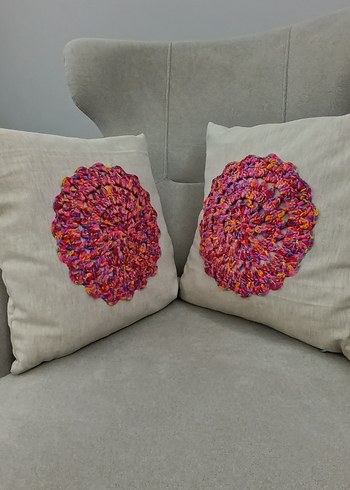 Tığ işi Mandela Desen 2 li Takım Kırlent Kılıfı - Görsel 2