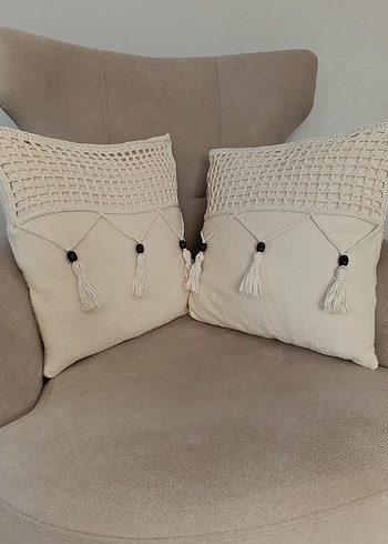 Bohem Tığ İşii Dekoratif Kırlent Kılıfı 2 li Takım - Görsel 2