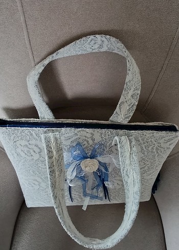 Dantel Güpür Detaylı Beyaz Kadın Çanta - Görsel 3