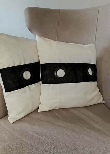 Krem Güpür Detaylı 2 li Takım Kırlent Kılıfı - Görsel 2