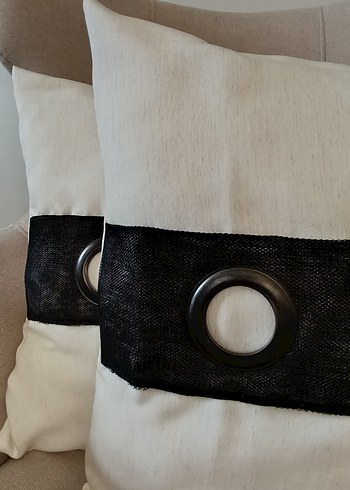 Krem Güpür Detaylı 2 li Takım Kırlent Kılıfı - Görsel 4