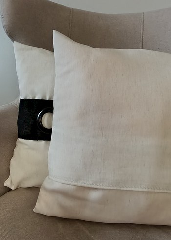 Krem Güpür Detaylı 2 li Takım Kırlent Kılıfı - Görsel 6