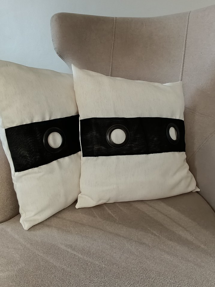 Krem Güpür Detaylı 2 li Takım Kırlent Kılıfı - Görsel 2