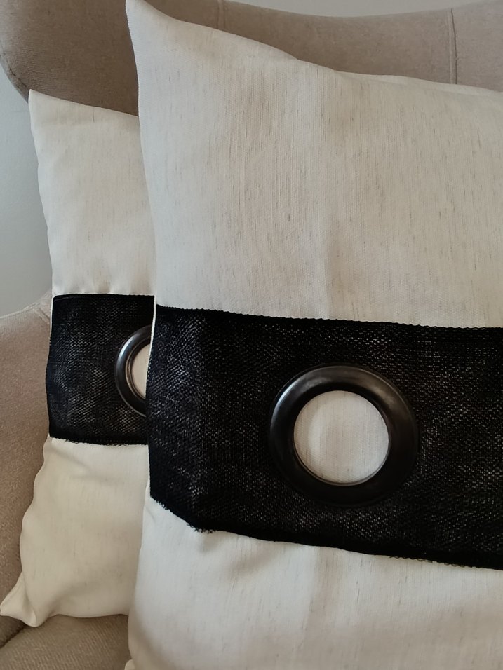 Krem Güpür Detaylı 2 li Takım Kırlent Kılıfı - Görsel 4