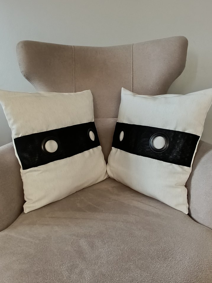 Krem Güpür Detaylı 2 li Takım Kırlent Kılıfı - Görsel 3