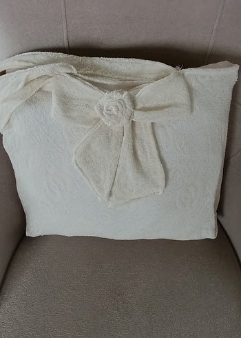 Beyaz Dantel Güpür Omuz Çantası - Görsel 2