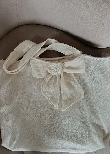 Beyaz Dantel Güpür Omuz Çantası - Görsel 3