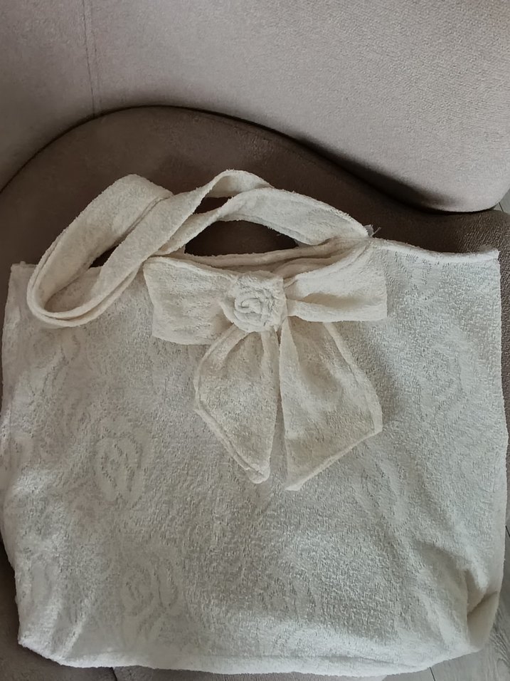 Beyaz Dantel Güpür Omuz Çantası - Görsel 3