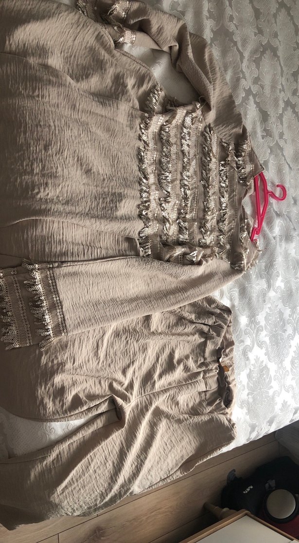 Uzun Kollu Bej Püllu Tunik takım - Görsel 2