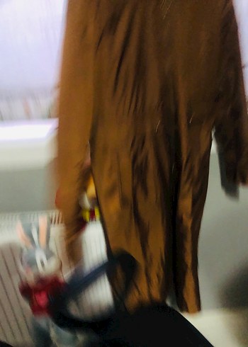 Kahverengi Uzun Kadın Ceket Kürklü - Görsel 2