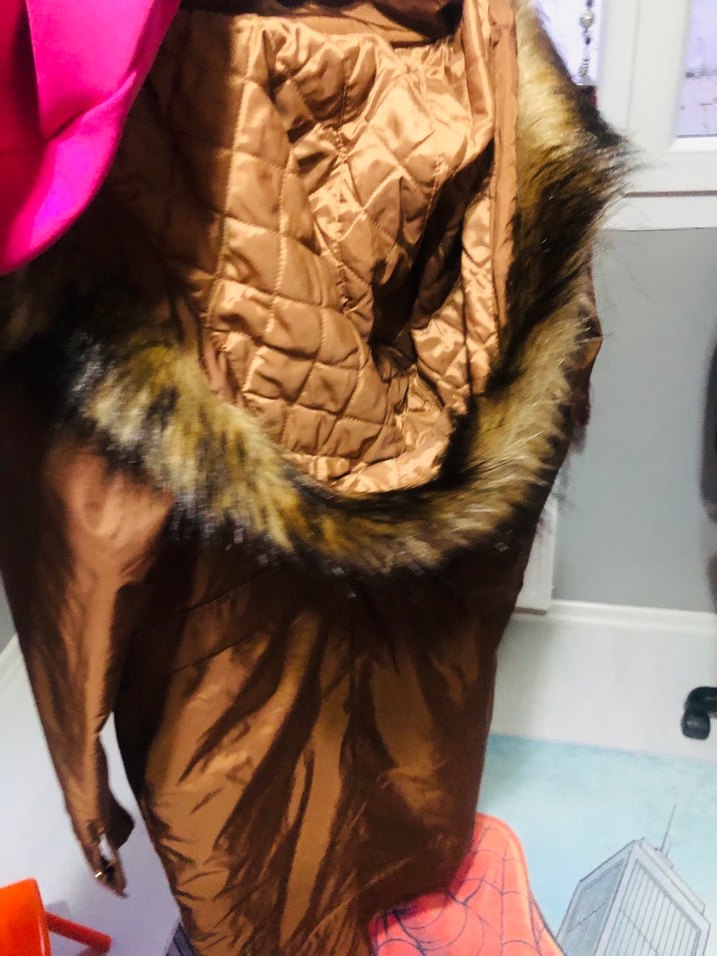 Kahverengi Uzun Kadın Ceket Kürklü - Görsel 5