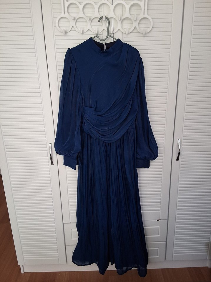 Lacivert Uzun Kadın Elbise - Görsel 2