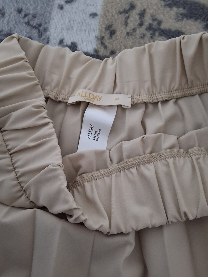 Bej Pileli Uzun Kadın Etek - Görsel 3