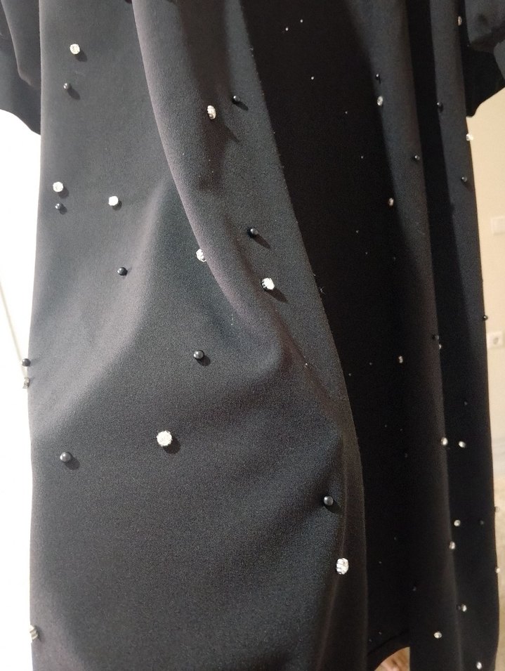 taş işleme Detaylı Siyah Uzun Kadin hırka - Görsel 2