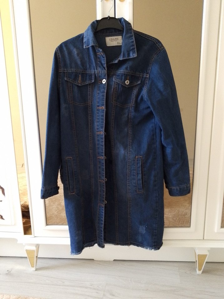 Düğmeli Mavi Kadın Denim Ceket - Görsel 2