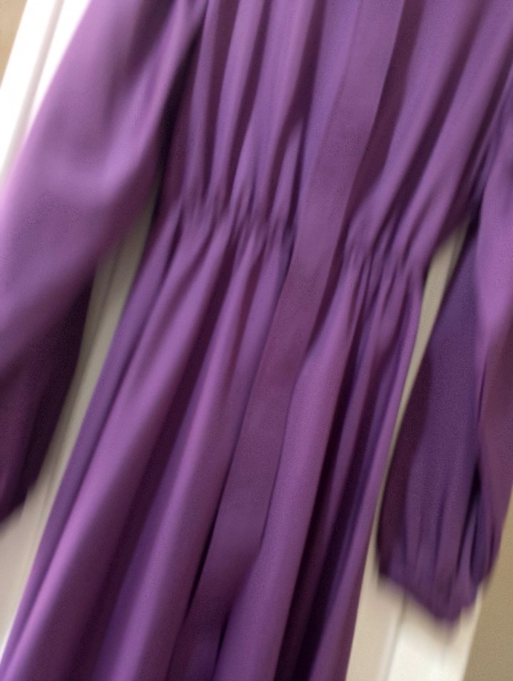 Mor Uzun Drapeli Kadın Elbise - Görsel 2