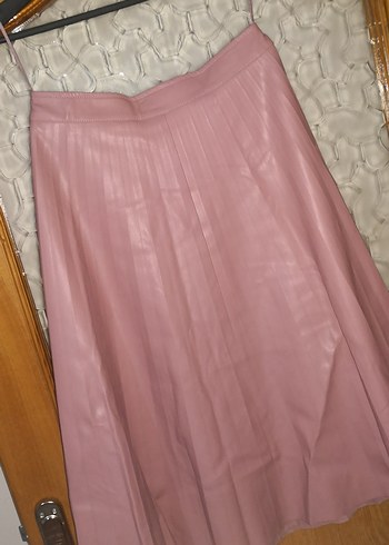 XDYE Pembe Pilili Uzun Kadın Etek