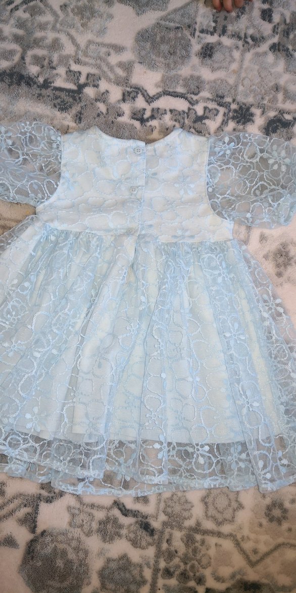 Mavi Dantel Kız Çocuk Elbise - Görsel 3