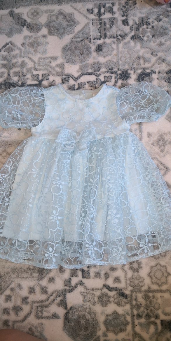 Mavi Dantel Kız Çocuk Elbise - Görsel 2